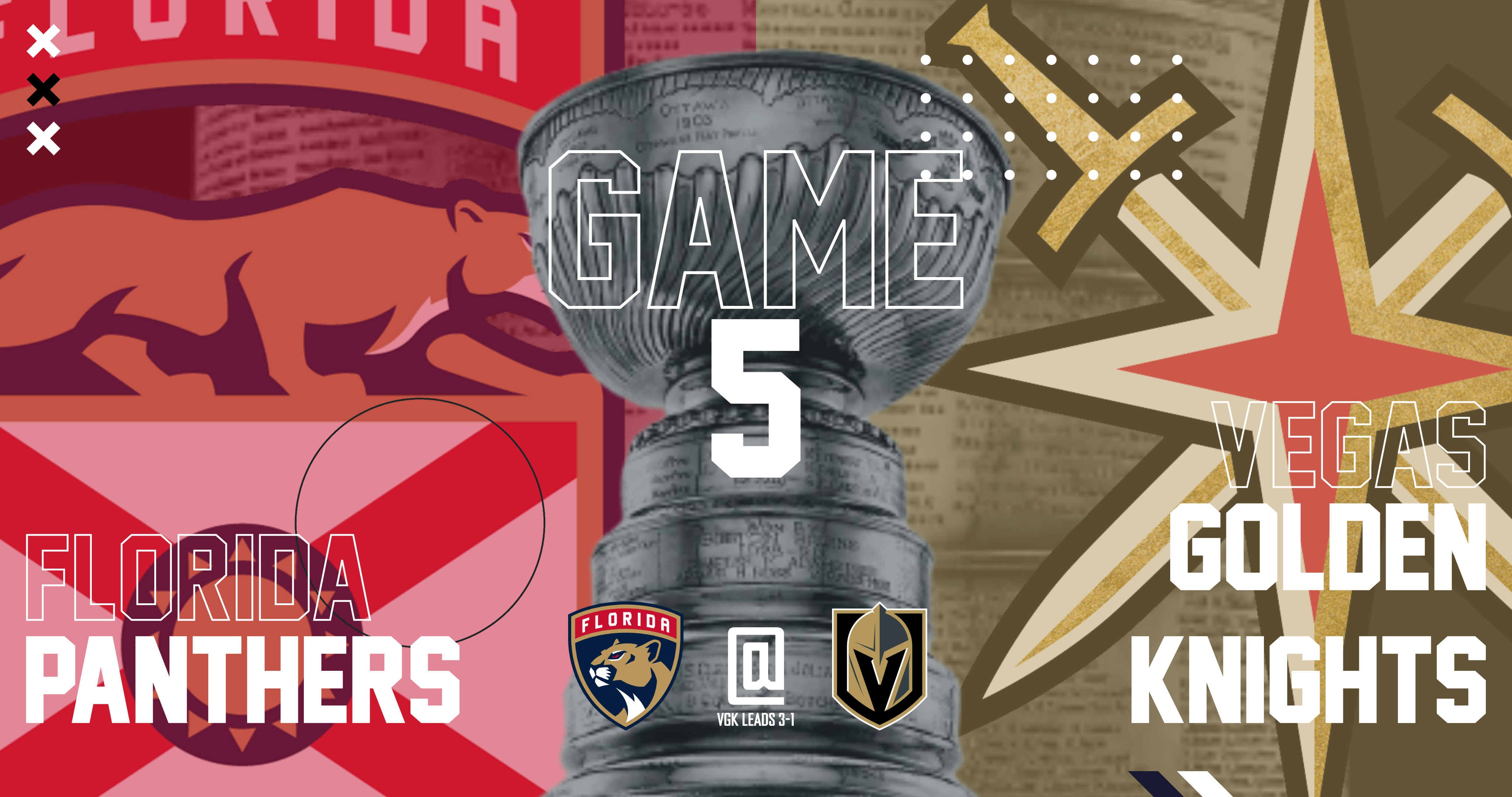 Florida Panthers vs. Vegas Golden Knights, Stanley Cup Final, Game 5 Graphic, by KM Sports Designs (Me).